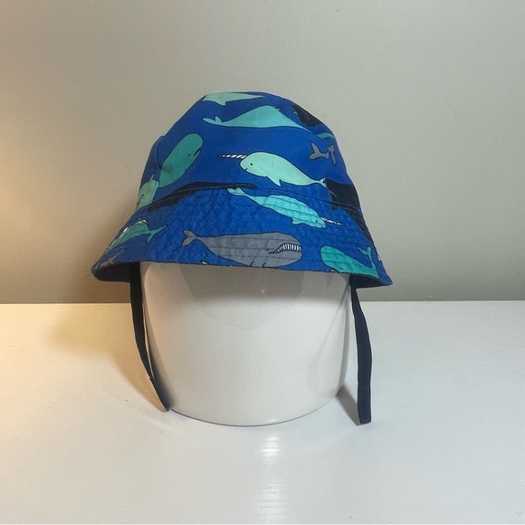 Cat & Jack Blue Whales Baby Sun Hat w/Chin Strap Size 12-18 … - Picture 5 of 7